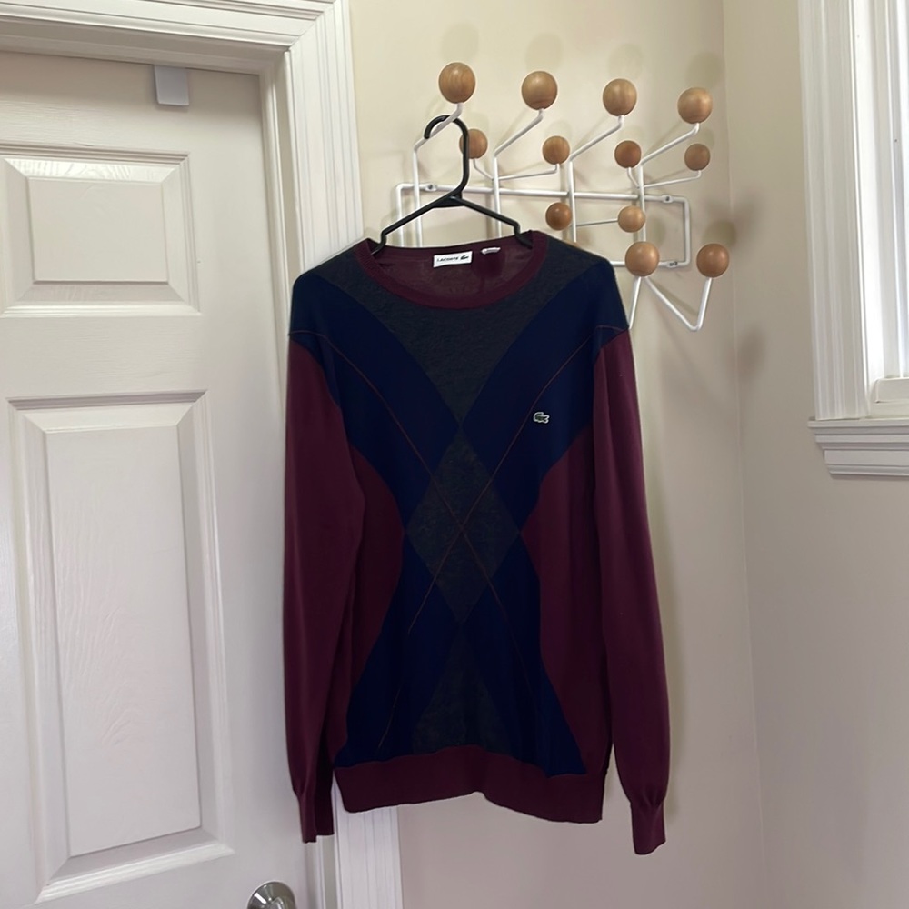 Lacsote - Argyle Style Sweater - Red / Navy - XL